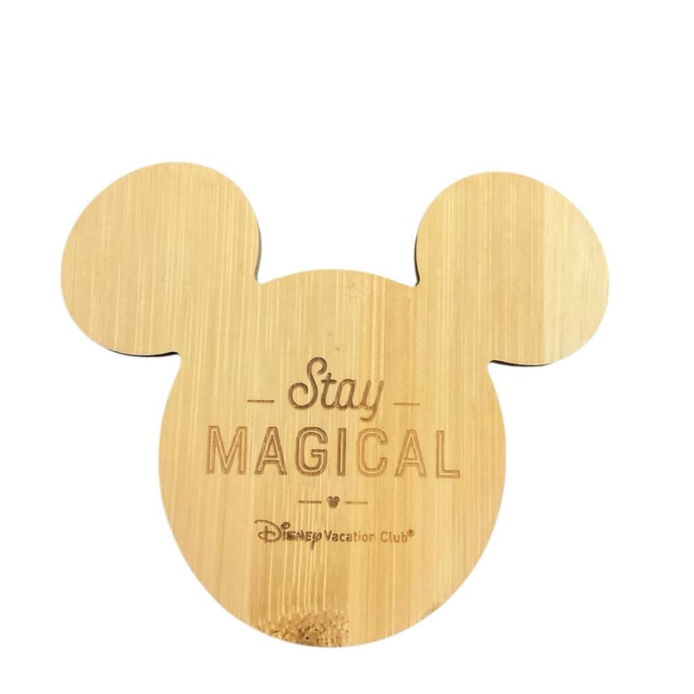 Disney Bamboo Mickey Mouse Coasters Natural Set of 4 NEW - Picture 7 of 12